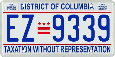 DC license plate EZ9339