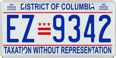 DC license plate EZ9342