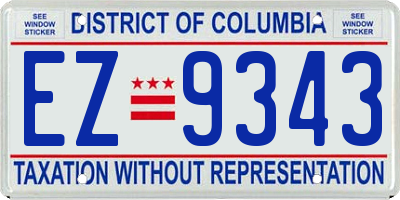 DC license plate EZ9343