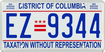 DC license plate EZ9344