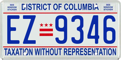 DC license plate EZ9346