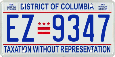 DC license plate EZ9347