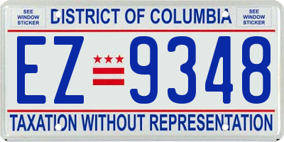 DC license plate EZ9348