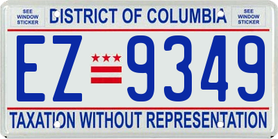 DC license plate EZ9349