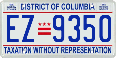 DC license plate EZ9350