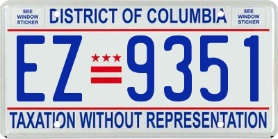 DC license plate EZ9351