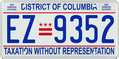 DC license plate EZ9352