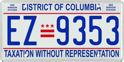 DC license plate EZ9353