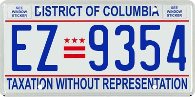 DC license plate EZ9354