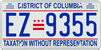 DC license plate EZ9355