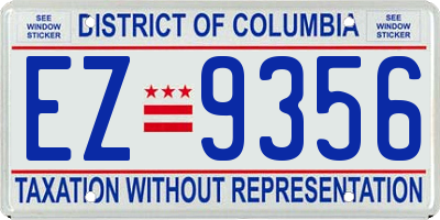 DC license plate EZ9356