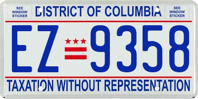 DC license plate EZ9358