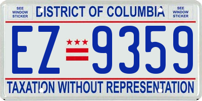 DC license plate EZ9359