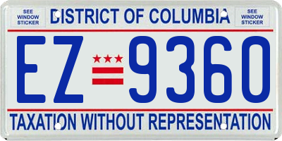 DC license plate EZ9360