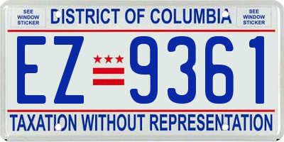 DC license plate EZ9361