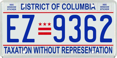 DC license plate EZ9362