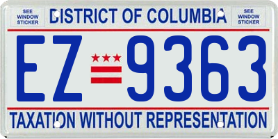 DC license plate EZ9363