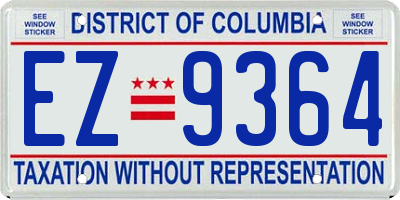 DC license plate EZ9364