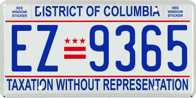 DC license plate EZ9365