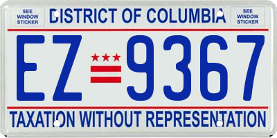 DC license plate EZ9367