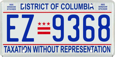 DC license plate EZ9368