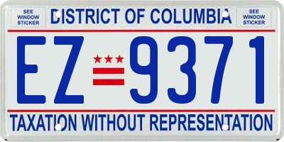 DC license plate EZ9371