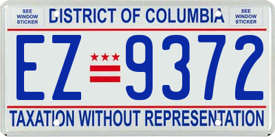 DC license plate EZ9372