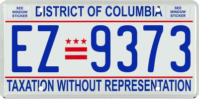 DC license plate EZ9373