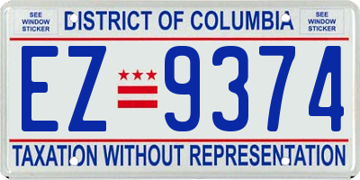 DC license plate EZ9374