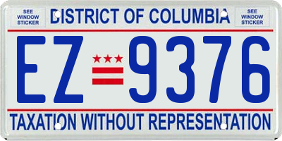 DC license plate EZ9376