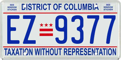 DC license plate EZ9377