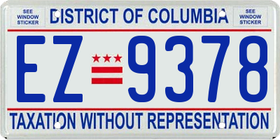 DC license plate EZ9378