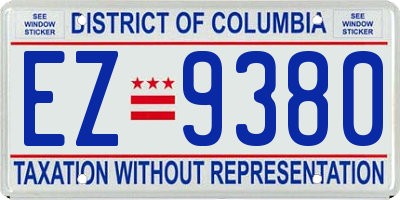 DC license plate EZ9380