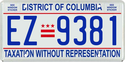 DC license plate EZ9381