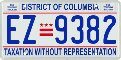 DC license plate EZ9382