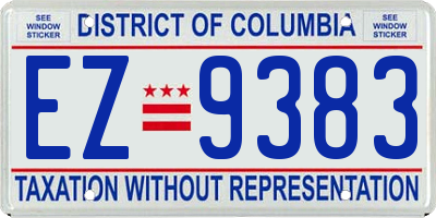 DC license plate EZ9383