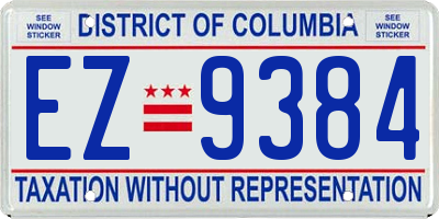 DC license plate EZ9384