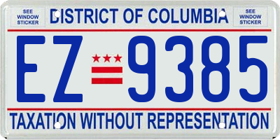 DC license plate EZ9385