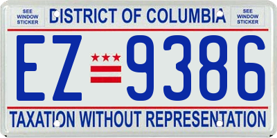 DC license plate EZ9386