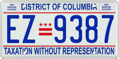 DC license plate EZ9387