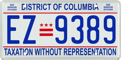 DC license plate EZ9389