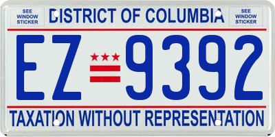 DC license plate EZ9392