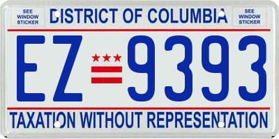 DC license plate EZ9393