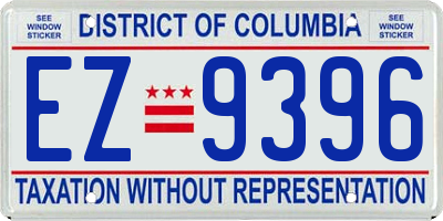 DC license plate EZ9396