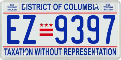 DC license plate EZ9397