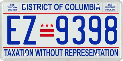 DC license plate EZ9398