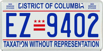 DC license plate EZ9402