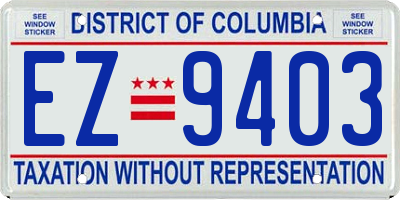 DC license plate EZ9403