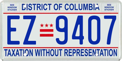 DC license plate EZ9407