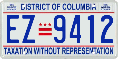 DC license plate EZ9412